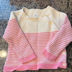 GAP Baby Pink and Cream Striped Sweater
